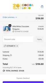 EXTRABF10 coupon verification screenshot
