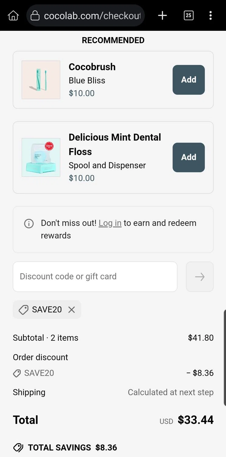 Cocolab promo code screenshot showing code SAVE20 applied at Cocolab checkout page. Uploaded by SimplyCodes community member Carloslvz on May 2, 2025