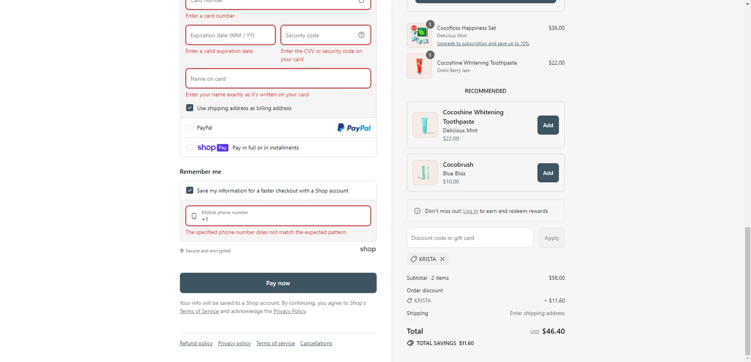 Cocolab promo code screenshot showing code KRISTA applied at Cocolab checkout page. Uploaded by SimplyCodes community member DiscountWarden480 on Aug 4, 2025