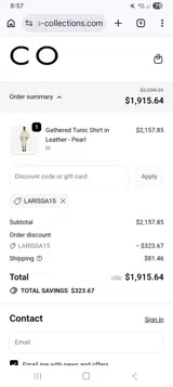 Larissa15 coupon verification screenshot