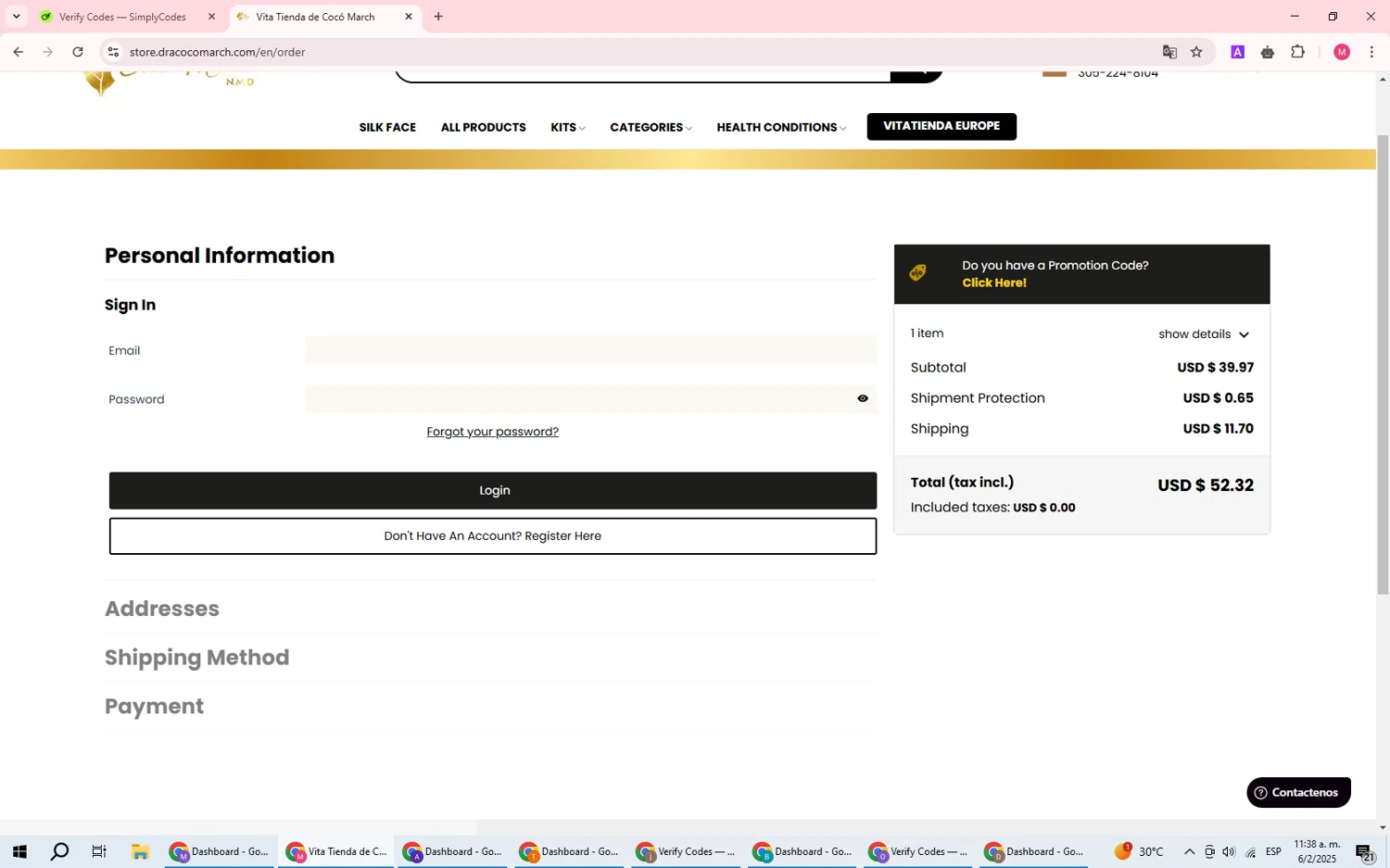 Coco March Vita Tienda promo code screenshot showing code EXTRA20 applied at Coco March Vita Tienda checkout page. Uploaded by SimplyCodes community member DealWizard5321 on Feb 6, 2025