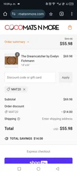 MAT20 coupon verification screenshot