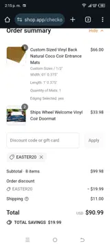 EASTER20 coupon verification screenshot
