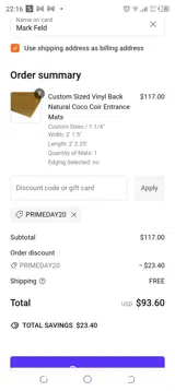 PRIMEDAY20 coupon verification screenshot