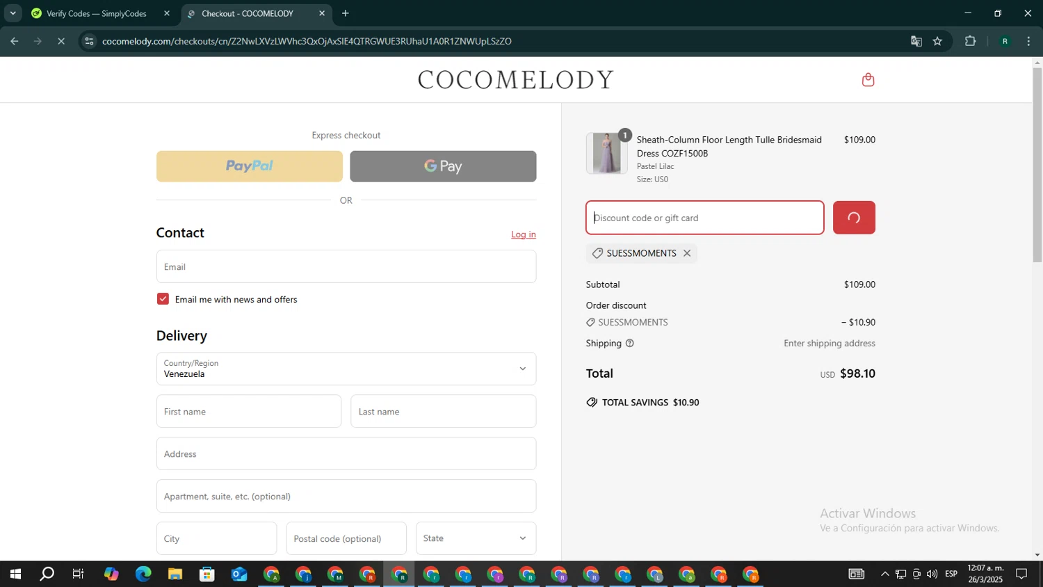 Cocomelody promo code screenshot showing code SUESSMOMENTS applied at Cocomelody checkout page. Uploaded by SimplyCodes community member ScanPioneer7706 on Mar 26, 2025