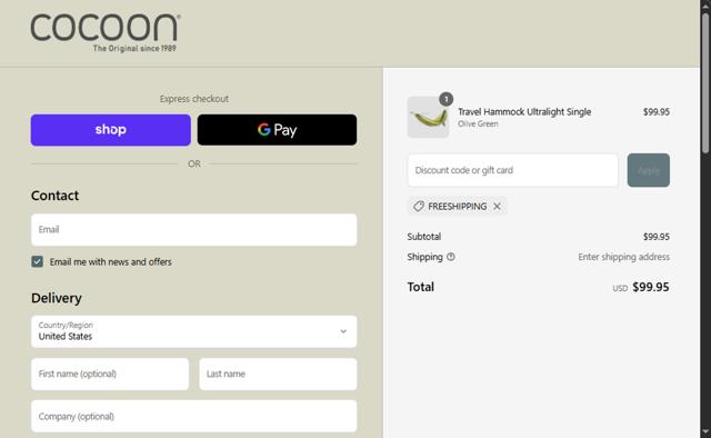 COCOON USA checkout page showing COCOON USA promo code box | Screenshot taken by SimplyCodes community member on Sep 12, 2025