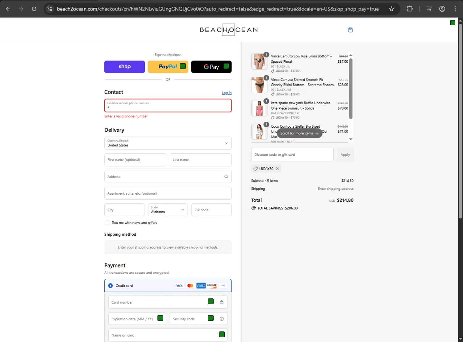 Coco Reef promo code screenshot showing code lbday50 applied at Coco Reef checkout page. Uploaded by SimplyCodes community member CouponHawk7847 on Aug 29, 2025
