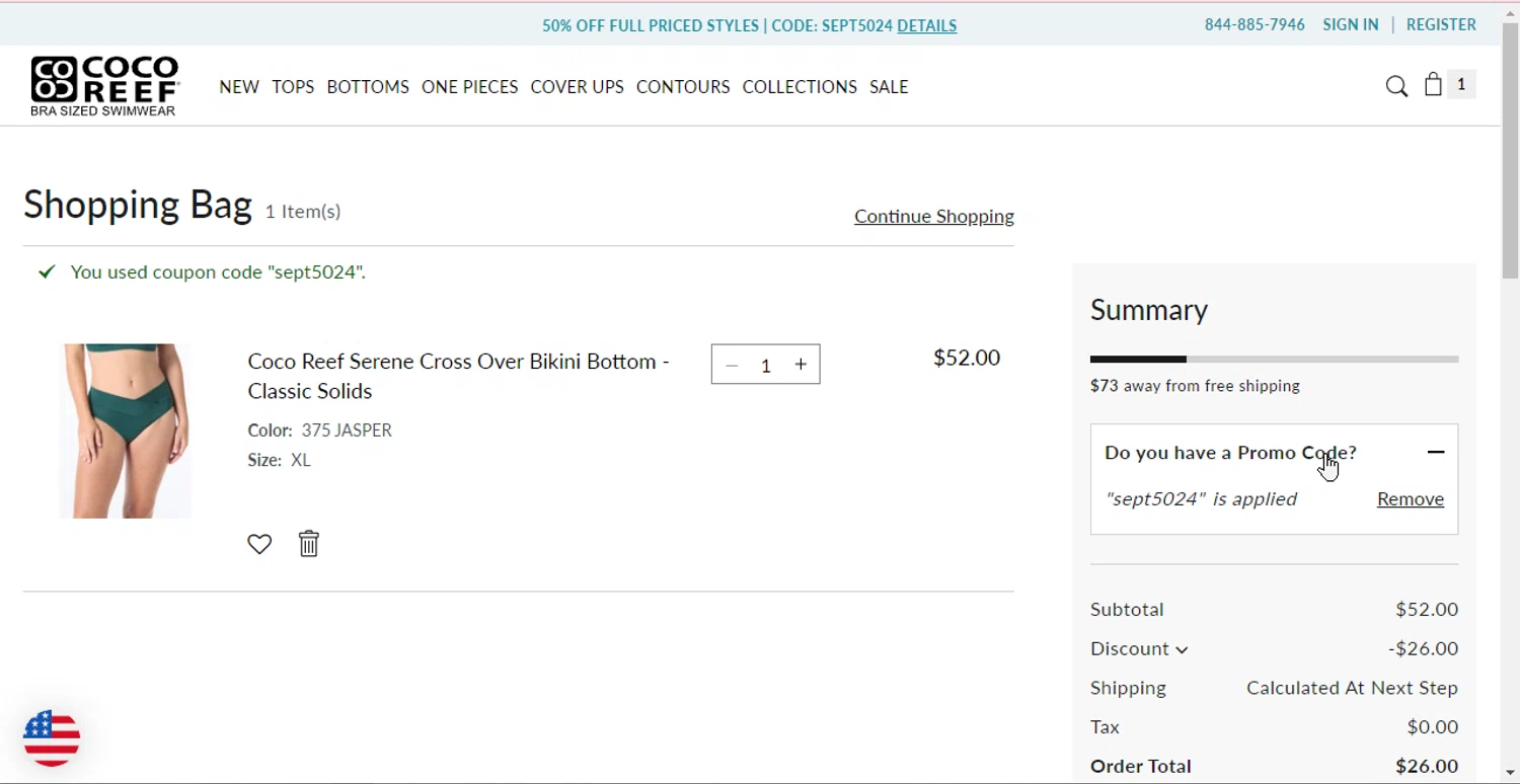 where to use CoCo Reef Swimwear promo code box