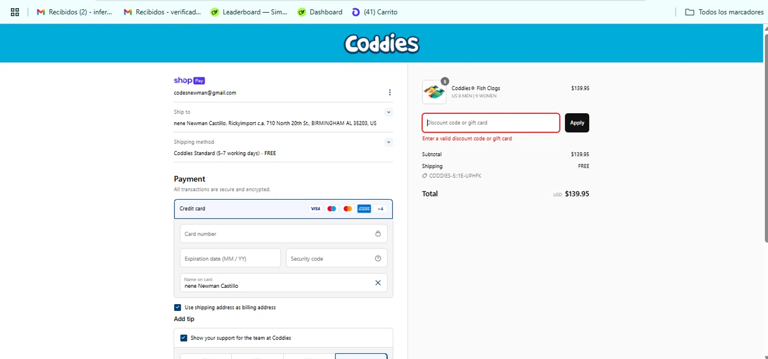 Coddies discount code screenshot showing code EASTER applied at Coddies checkout page. Uploaded by SimplyCodes community member QuestSeeker7732 on Apr 25, 2025