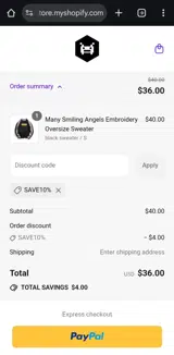 SAVE10% coupon verification screenshot