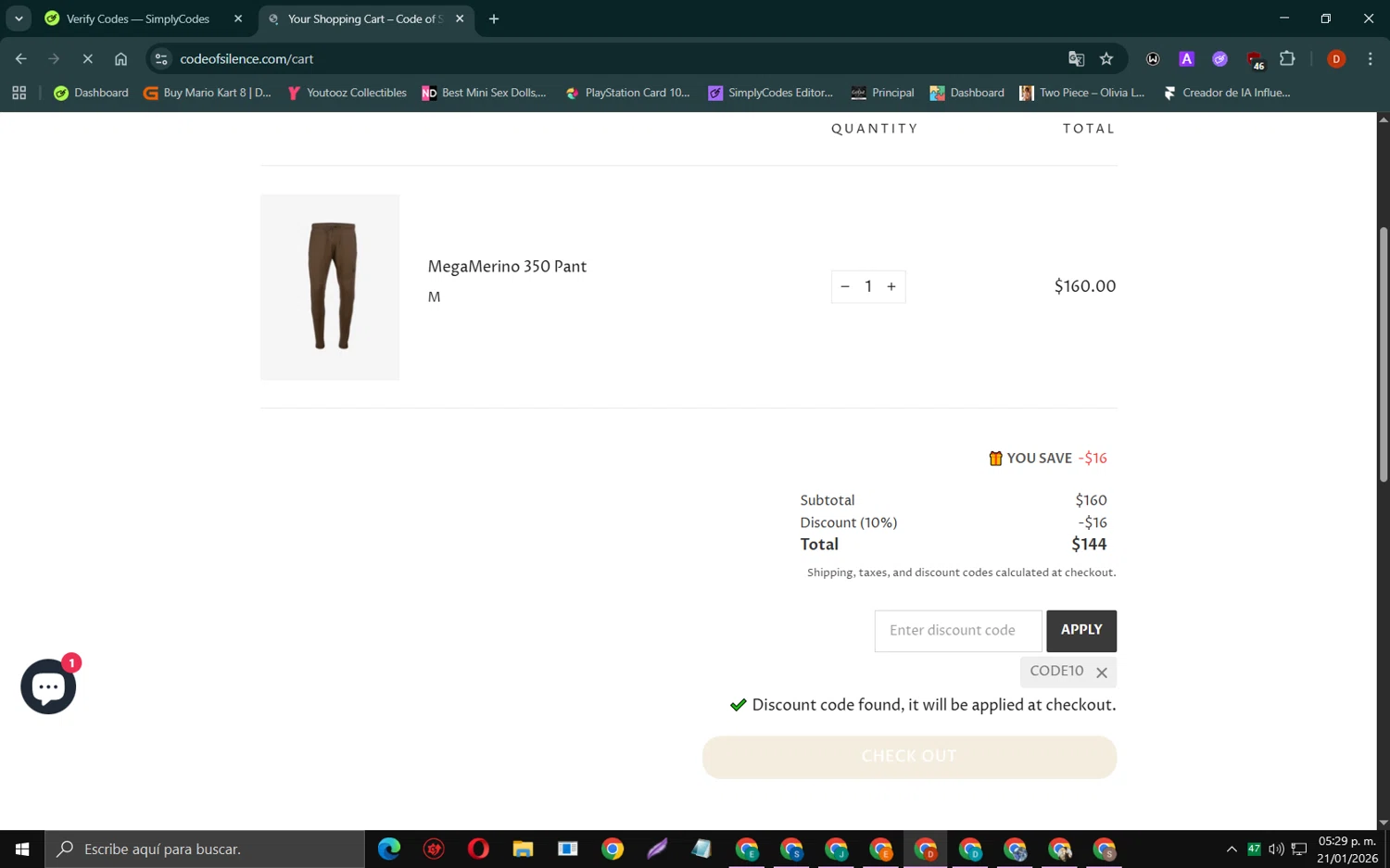 Code of Silence checkout page showing Code of Silence discount code box | Screenshot taken by SimplyCodes community member on Jan 21, 2026