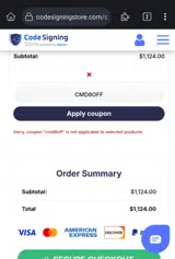 CMD8OFF coupon verification screenshot