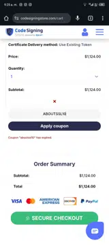 ABOUTSSL10 coupon verification screenshot