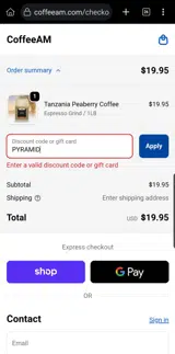 PYRAMID coupon verification screenshot