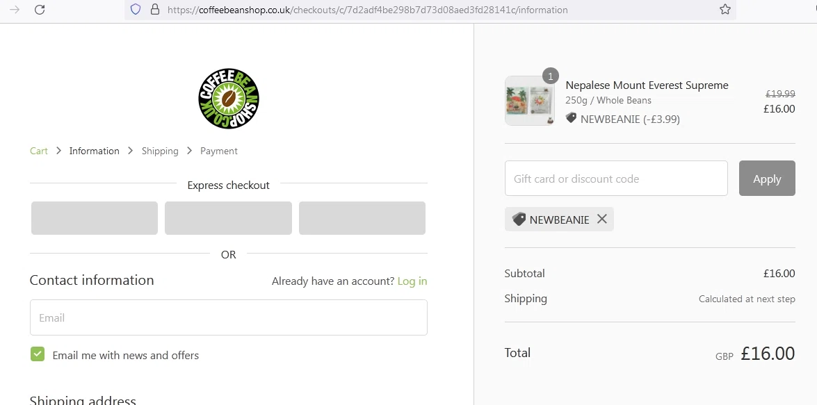 how to use Coffee Bean Shop coupons