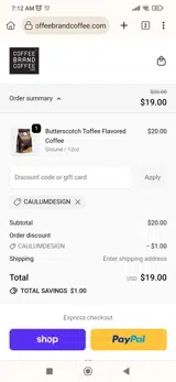 CaulumDesign coupon verification screenshot