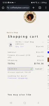 Black15 coupon verification screenshot