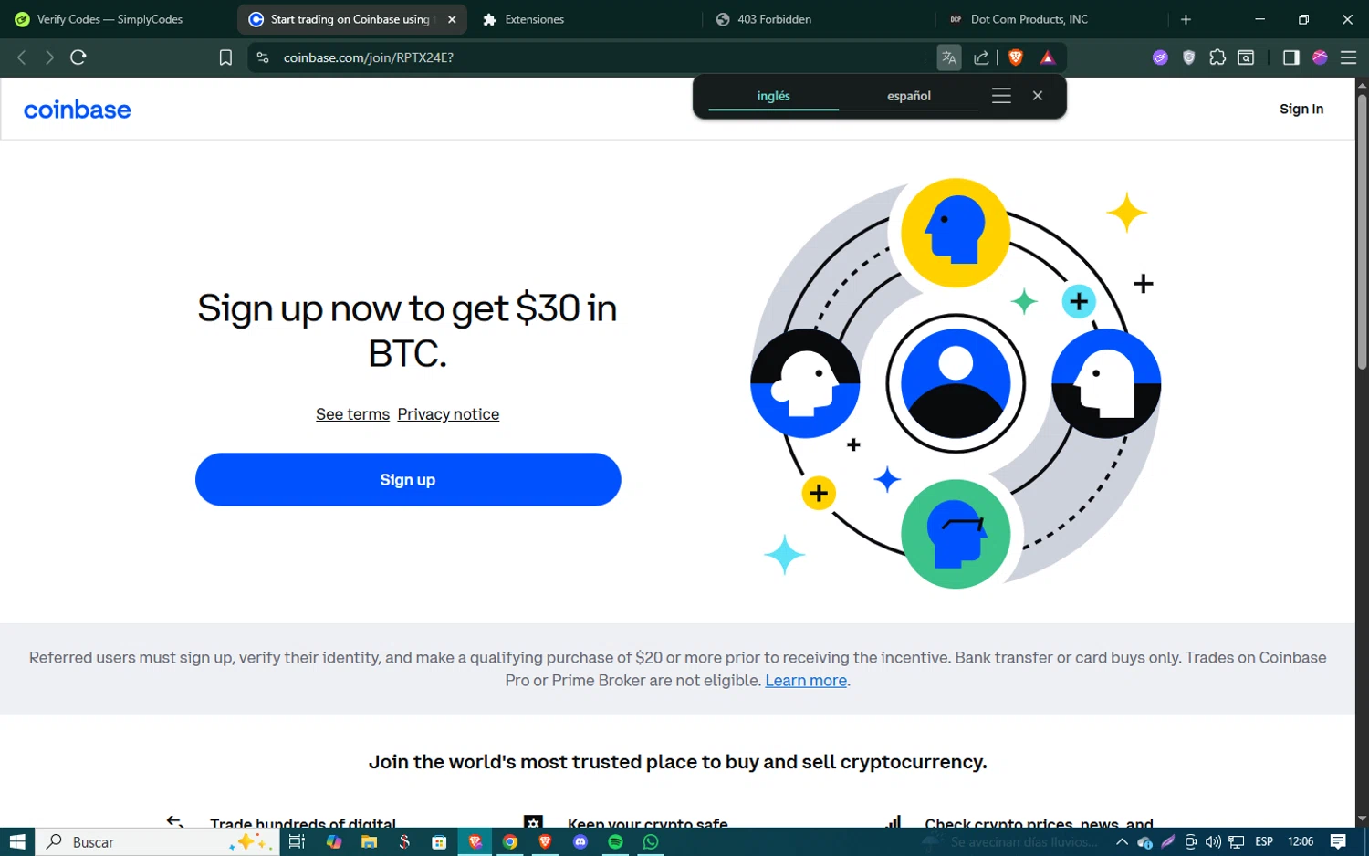 Coinbase Wallet checkout page showing Coinbase Wallet promo code box | Screenshot taken by SimplyCodes community member on Jul 23, 2025