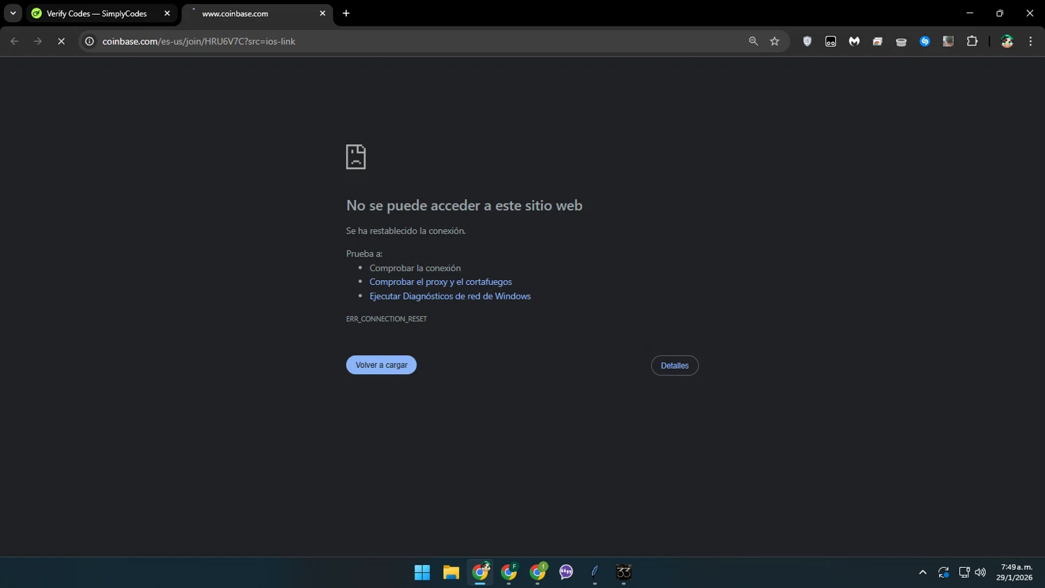 Coinbase Wallet checkout page showing Coinbase Wallet promo code box | Screenshot taken by SimplyCodes community member on Jan 29, 2026