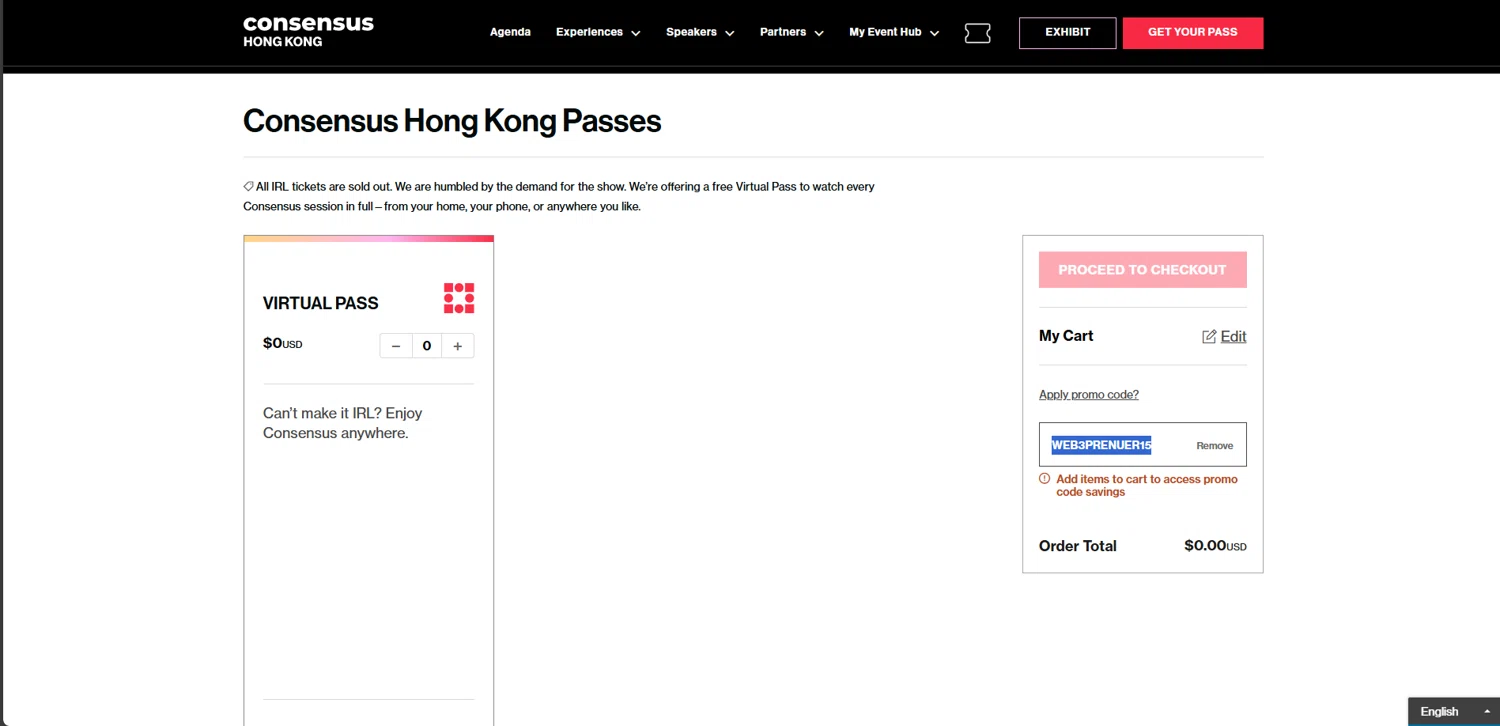 CoinDesk promo code screenshot showing code WEB3PRENUER15 applied at CoinDesk checkout page. Uploaded by SimplyCodes community member FrugalElite775 on Jun 10, 2025