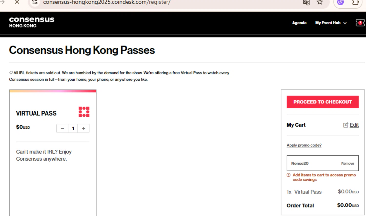 CoinDesk promo code screenshot showing code Nonco20 applied at CoinDesk checkout page. Uploaded by SimplyCodes community member BudgetLion5814 on Sep 3, 2025