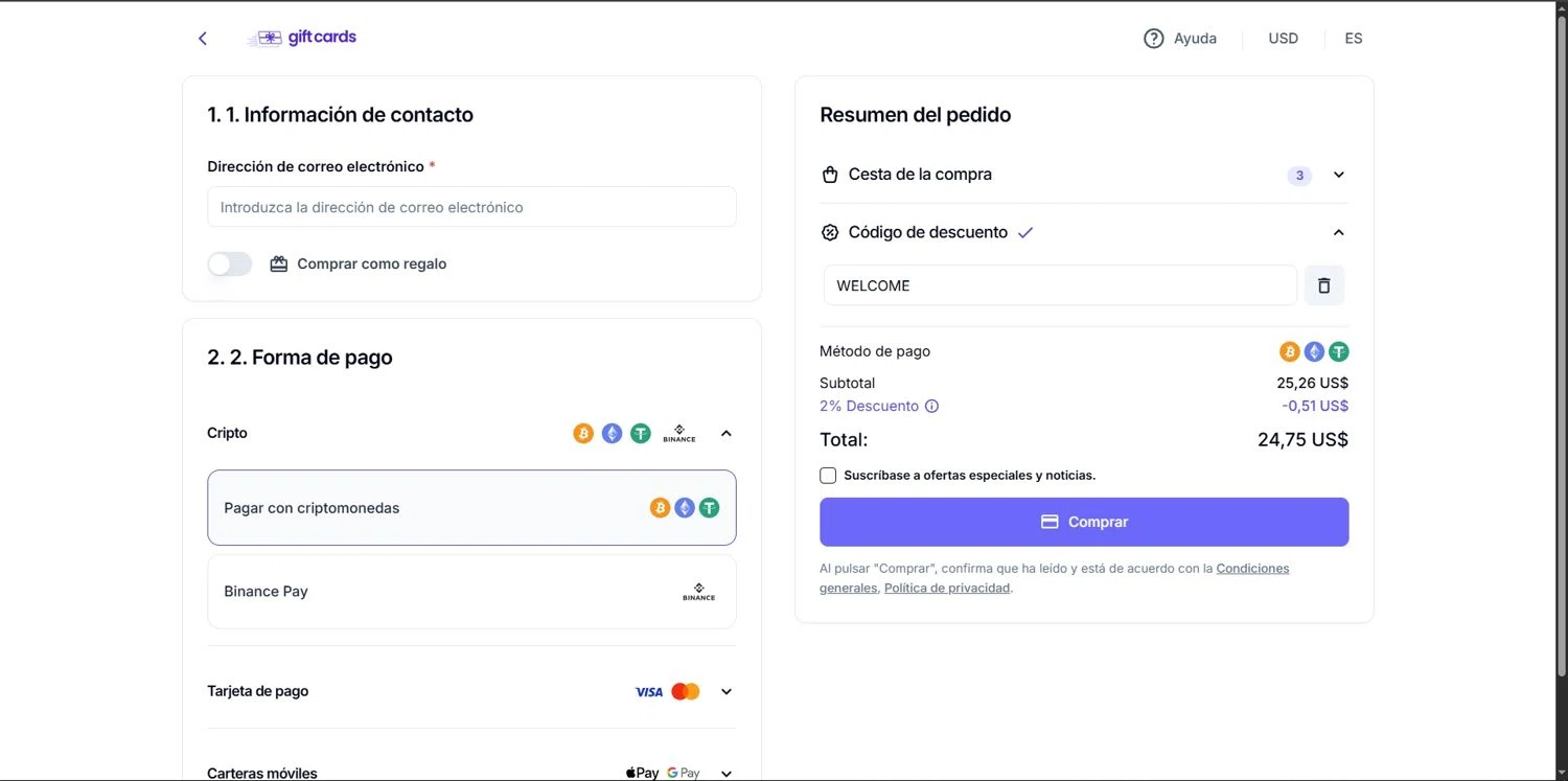 Coingate promo code screenshot showing code WELCOME applied at Coingate checkout page. Uploaded by SimplyCodes community member Depressive on Jun 17, 2025
