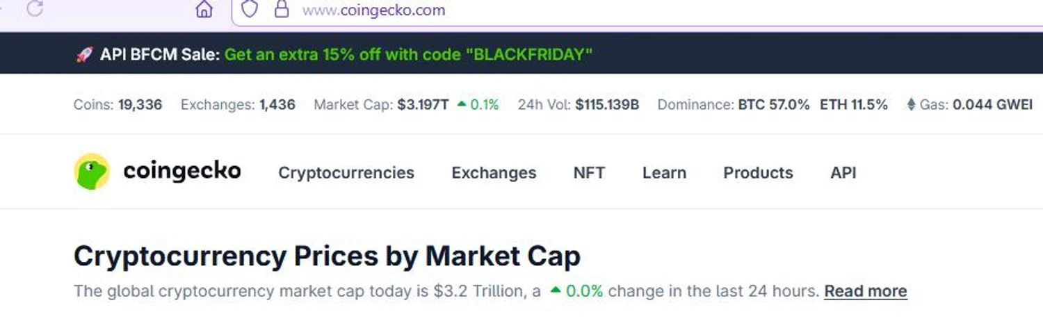 CoinGecko promo code screenshot showing code BLACKFRIDAY applied at CoinGecko checkout page. Uploaded by SimplyCodes community member stygian1 on Nov 28, 2025