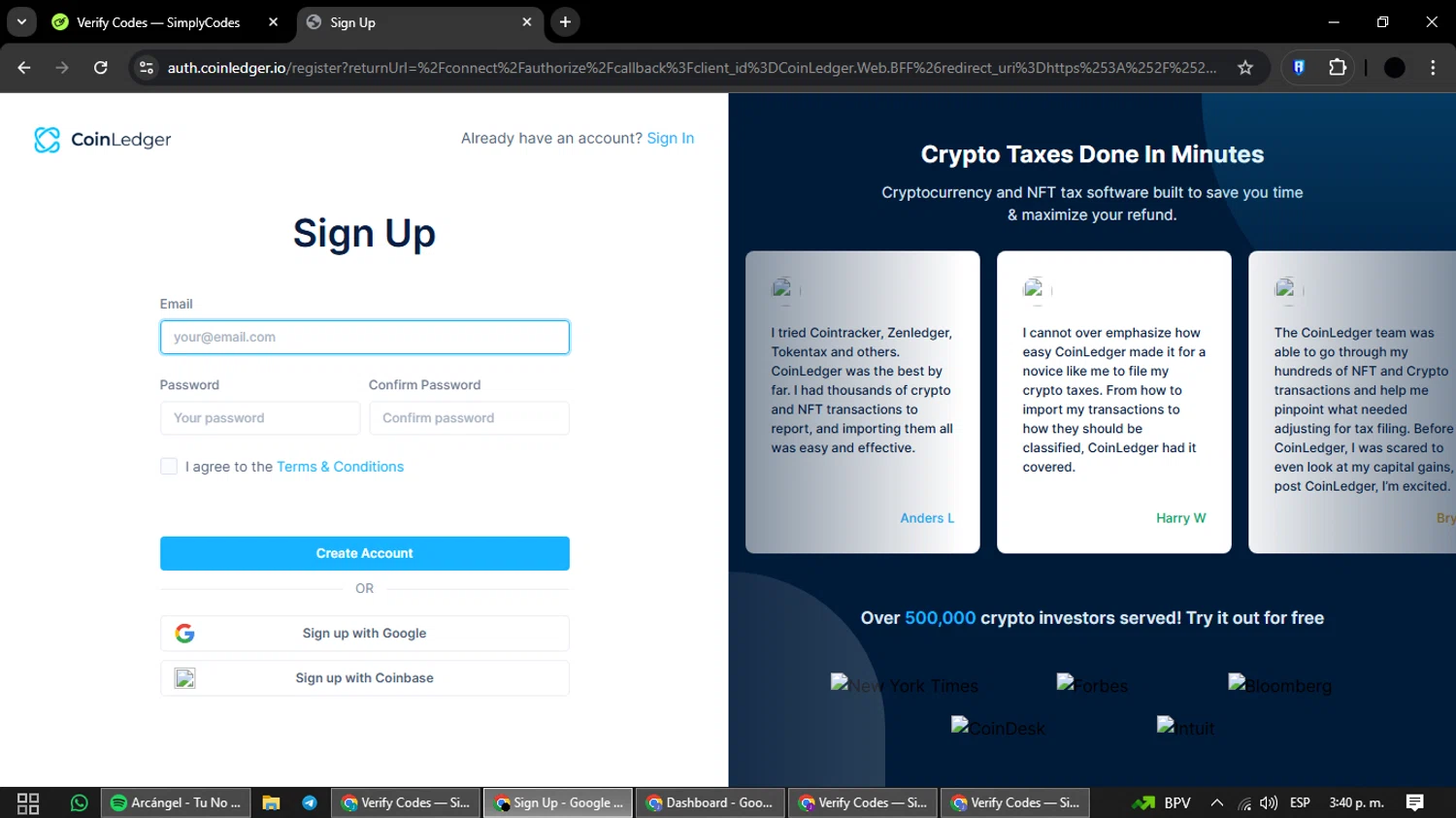 Coin Ledger discount code screenshot showing code CRYPTOTAX10 applied at Coin Ledger checkout page. Uploaded by SimplyCodes community member cr7jesus on Mar 11, 2025