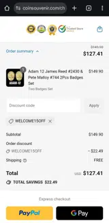 WELCOME15OFF coupon verification screenshot