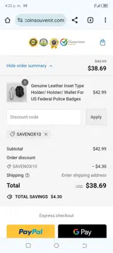 SAVENOX10 coupon verification screenshot