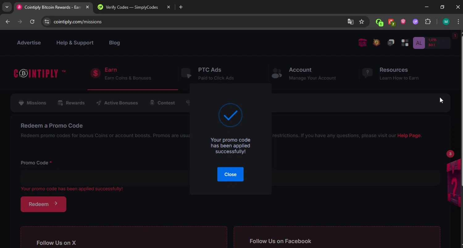Cointiply promo code screenshot showing code PETALPOWER applied at Cointiply checkout page. Uploaded by SimplyCodes community member Papiee on Nov 18, 2025