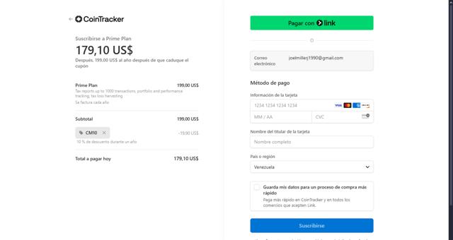 CoinTracker checkout page showing CoinTracker promo code box | Screenshot taken by SimplyCodes community member on Jul 24, 2025