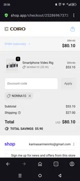 NONNA10 coupon verification screenshot