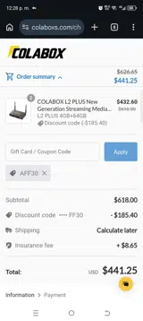 AFF30 coupon verification screenshot