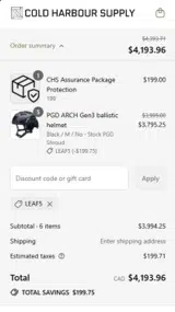 Cold Harbour Supply coupon verification screenshot