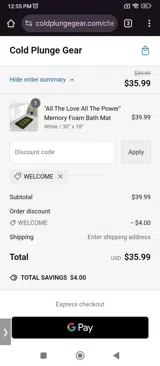WELCOME coupon verification screenshot