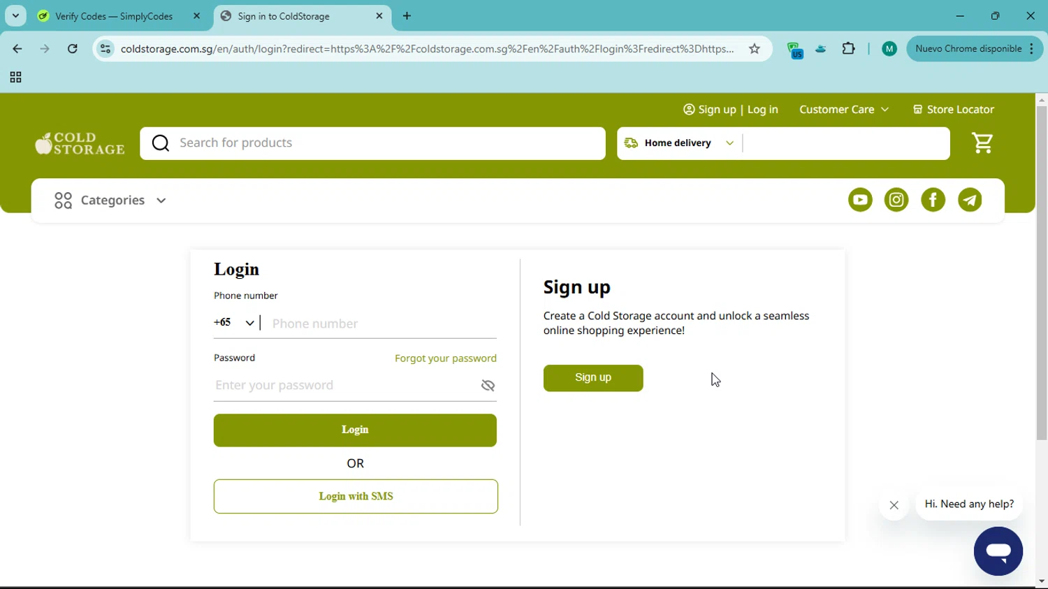 where to use Cold Storage promo code box