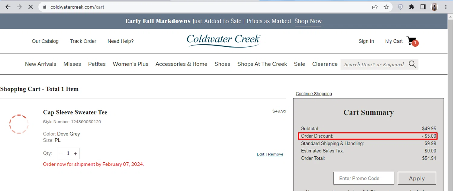 20 off Coldwater Creek Promo Codes September 2023 SimplyCodes