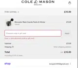 WORCESTER30 coupon verification screenshot