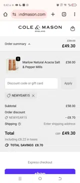 NEWYEAR15 coupon verification screenshot