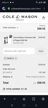 Save10 coupon verification screenshot