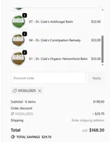 VICGILL2025 coupon verification screenshot