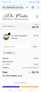 15ZAPO coupon verification screenshot