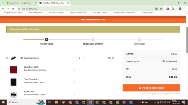 Cole-TAC checkout page showing Cole-TAC promo code box | Screenshot taken by SimplyCodes community member on May 14, 2025