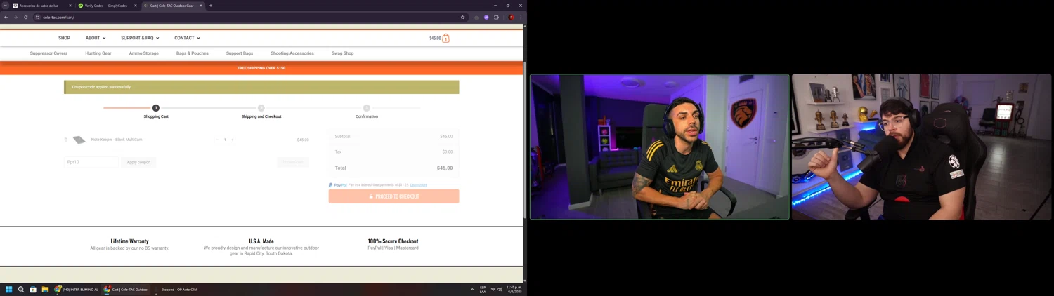 Cole-TAC promo code screenshot showing code Ppt10 applied at Cole-TAC checkout page. Uploaded by SimplyCodes community member BrilliantSaver7516 on May 7, 2025