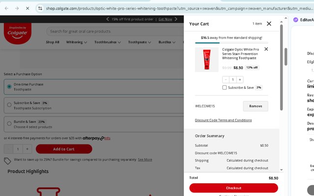 Colgate checkout page showing Colgate discount code box | Screenshot taken by SimplyCodes community member on Jul 24, 2025