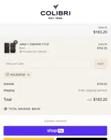 HOLIDAY20 coupon verification screenshot