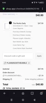 Planningwithbumble coupon verification screenshot