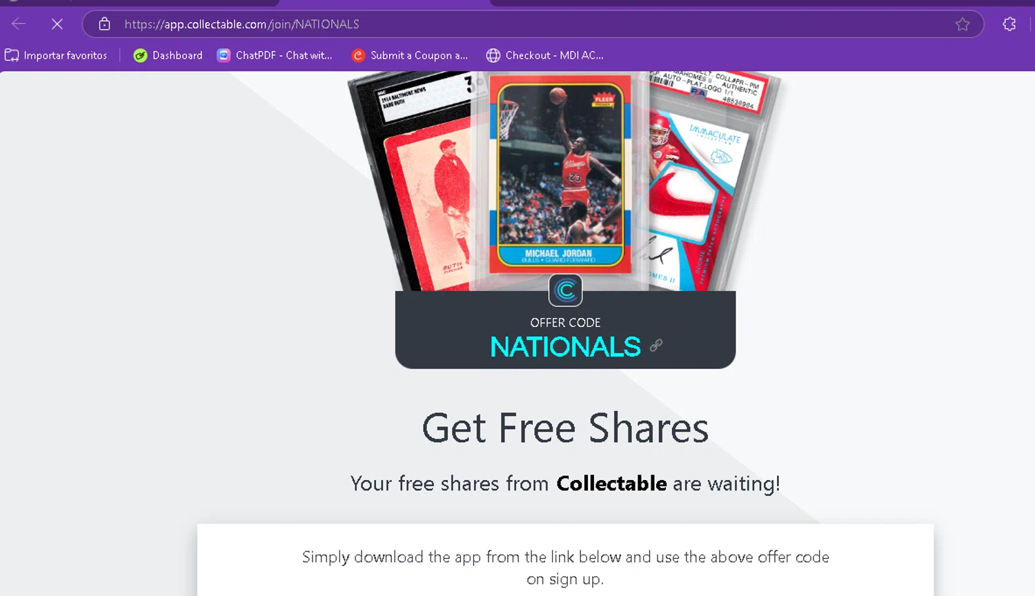 Collectable promo code screenshot showing code NATIONALS applied at Collectable checkout page. Uploaded by SimplyCodes community member FredoGodofredo on Apr 17, 2025