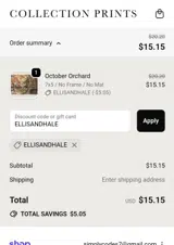 Collection Prints coupon verification screenshot